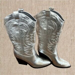 Silver Western Cowboy Boots